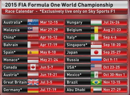 Calendario de la F1